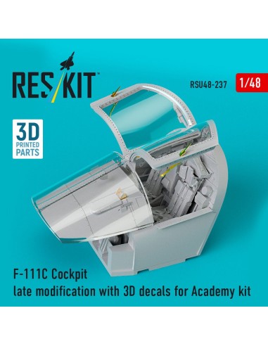 F-111C Cockpit late modification with 3D decals for Academy kit (3D Printed) 