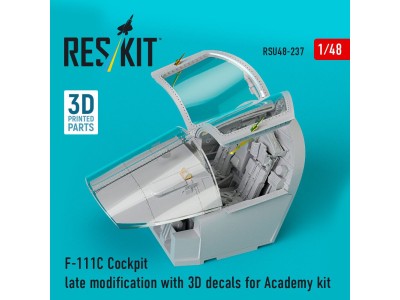 F-111C Cockpit late modification with 3D decals for Academy kit (3D Printed) 