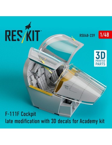 F-111F Cockpit late modification with 3D decals for Academy kit (3D Printed) 