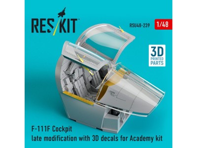 F-111F Cockpit late modification with 3D decals for Academy kit (3D Printed) 