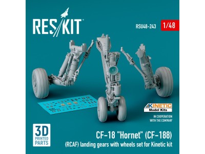 CF-18 Hornet (CF-188) (RCAF) landing gears with wheels set for Kinetic kit (3D Printed) 
