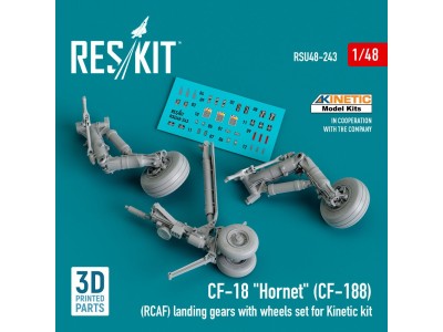 CF-18 Hornet (CF-188) (RCAF) landing gears with wheels set for Kinetic kit (3D Printed) 
