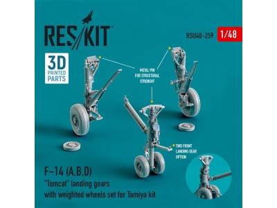 F-14 (A,B,D) Tomcat landing gears with weighted wheels set for Tamiya kit (Resin & 3D Printed) 