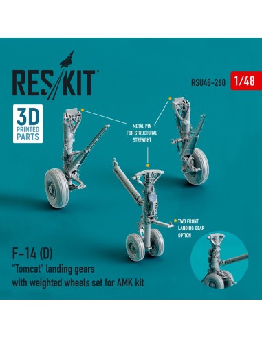 F-14 (D) Tomcat landing gears with weighted wheels set for AMK kit (Resin & 3D Printed) 