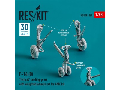 F-14 (D) Tomcat landing gears with weighted wheels set for AMK kit (Resin & 3D Printed) 