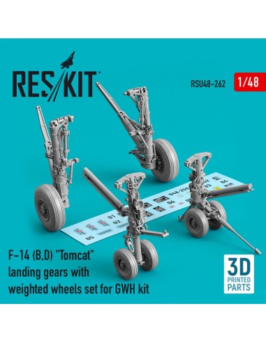 F-14 (A,B,D) Tomcat landing gears with weighted wheels set for GWH kit (Resin & 3D Printed) 