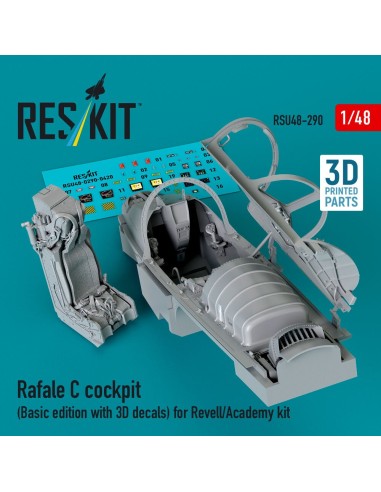 Rafale C cockpit (Basic edition with 3D decals) for Revell/Academy kit (3D printed) 