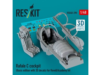 Rafale C cockpit (Basic edition with 3D decals) for Revell/Academy kit (3D printed) 