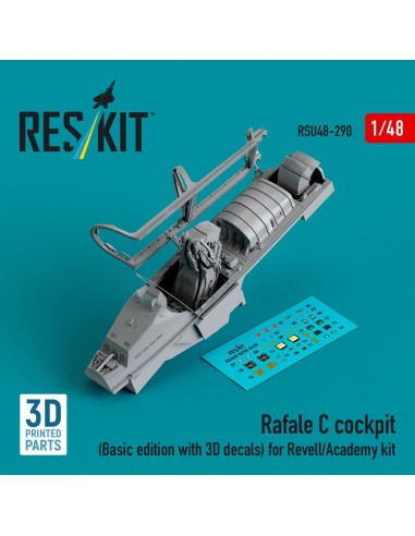 Rafale C cockpit (Basic edition with 3D decals) for Revell/Academy kit (3D printed) 