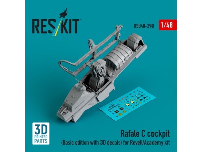 Rafale C cockpit (Basic edition with 3D decals) for Revell/Academy kit (3D printed) 