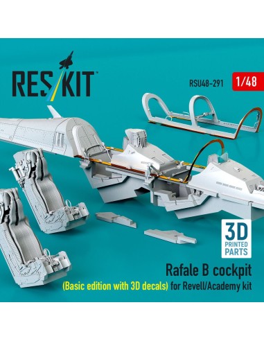 Rafale B cockpit (Basic edition with 3D decals) for Revell/Academy kit (3D Printed) 