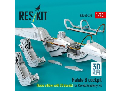 Rafale B cockpit (Basic edition with 3D decals) for Revell/Academy kit (3D Printed) 