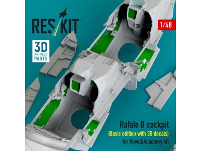 Rafale B cockpit (Basic edition with 3D decals) for Revell/Academy kit (3D Printed) 