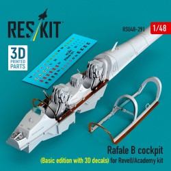Rafale B cockpit (Basic edition with 3D decals) for Revell/Academy kit (3D Printed) 