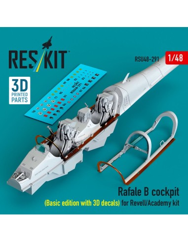 Rafale B cockpit (Basic edition with 3D decals) for Revell/Academy kit (3D Printed) 