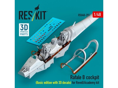Rafale B cockpit (Basic edition with 3D decals) for Revell/Academy kit (3D Printed) 