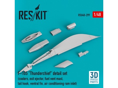 F-105 Thunderchief detail set (coolers, exit ejector, fuel vent mast, tail hook,ventral fin, air conditioning ram inlet) (3D Pri