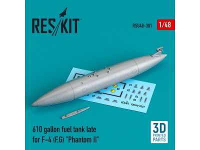610 gallon fuel tank late F-4 (F,G) Phantom II (3D Printed) 