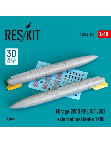 Mirage 2000 RPL 501/502 external fuel tanks 1700lt (2 pcs) (3D Printed) 