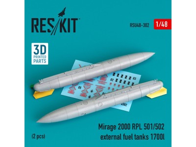 Mirage 2000 RPL 501/502 external fuel tanks 1700lt (2 pcs) (3D Printed) 