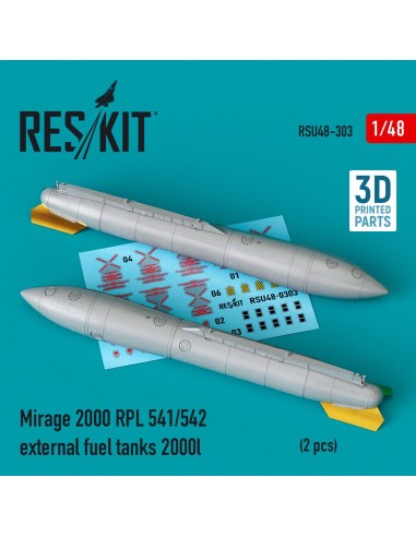 Mirage 2000 RPL 541/542 external fuel tanks 2000lt (2 pcs) (3D Printed) 