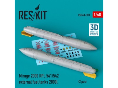 Mirage 2000 RPL 541/542 external fuel tanks 2000lt (2 pcs) (3D Printed) 
