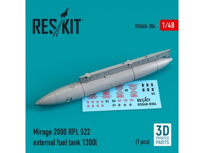 Mirage 2000 RPL 522 external fuel tank 1300lt (3D Printed) 