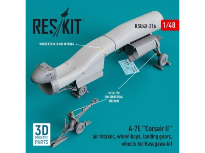 A-7E Corsair II air intakes, wheel bays, landing gears, wheels for Hasegawa kit (3D Printed) 