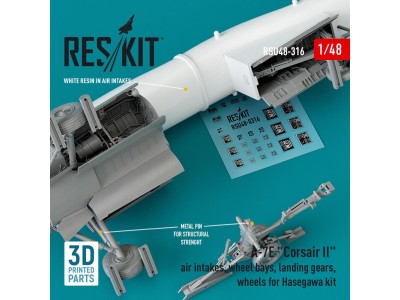 A-7E Corsair II air intakes, wheel bays, landing gears, wheels for Hasegawa kit (3D Printed) 