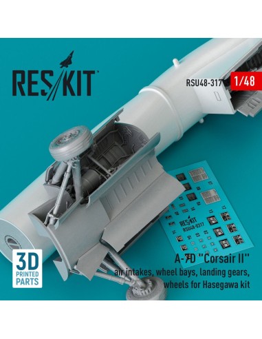 A-7D Corsair II air intakes, wheel bays, landing gears, wheels for Hasegawa kit (3D Printed) 