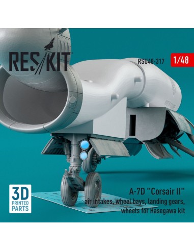 A-7D Corsair II air intakes, wheel bays, landing gears, wheels for Hasegawa kit (3D Printed) 