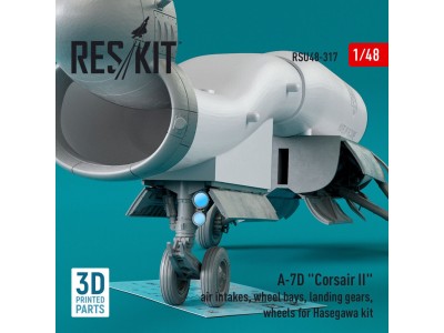A-7D Corsair II air intakes, wheel bays, landing gears, wheels for Hasegawa kit (3D Printed) 
