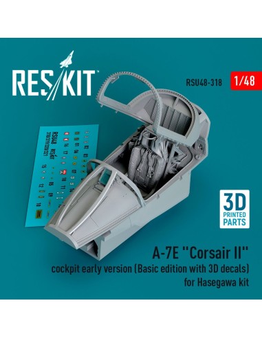 A-7E Corsair II cockpit early version (Basic edition with 3D decals) for Hasegawa kit (3D Printed) 