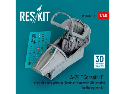 A-7E Corsair II cockpit early version (Basic edition with 3D decals) for Hasegawa kit (3D Printed) 