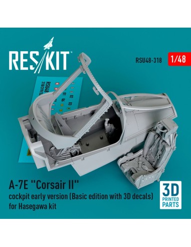 A-7E Corsair II cockpit early version (Basic edition with 3D decals) for Hasegawa kit (3D Printed) 