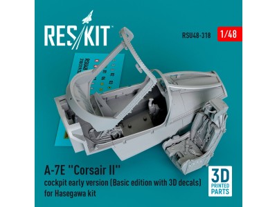 A-7E Corsair II cockpit early version (Basic edition with 3D decals) for Hasegawa kit (3D Printed) 