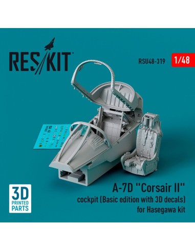 A-7D Corsair II cockpit (Basic edition with 3D decals) for Hasegawa kit (3D Printed) 