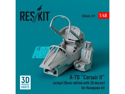 A-7D Corsair II cockpit (Basic edition with 3D decals) for Hasegawa kit (3D Printed) 