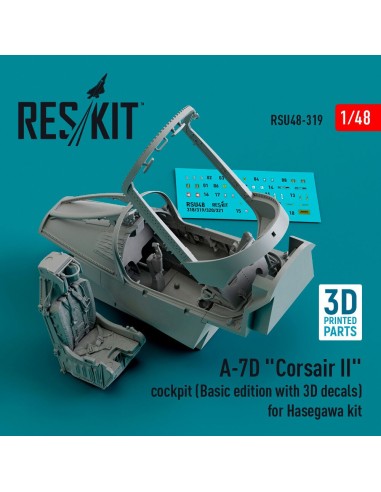 A-7D Corsair II cockpit (Basic edition with 3D decals) for Hasegawa kit (3D Printed) 