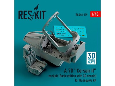 A-7D Corsair II cockpit (Basic edition with 3D decals) for Hasegawa kit (3D Printed) 