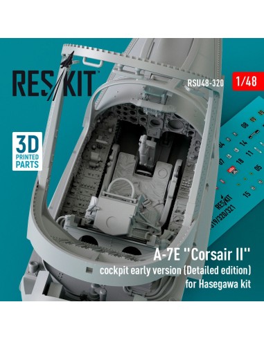 A-7E Corsair II cockpit early version (Detailed edition) for Hasegawa kit (3D Printed) 
