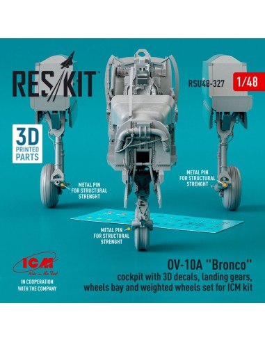 OV-10A Bronco cockpit, landing gears, wheels bay and weighted wheels set for ICM kit (3D Printed) 