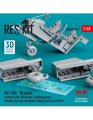 OV-10A Bronco cockpit, landing gears, wheels bay and weighted wheels set for ICM kit (3D Printed) 