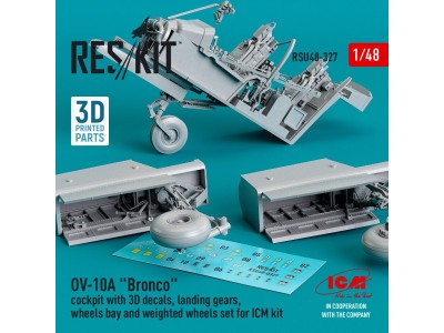 OV-10A Bronco cockpit, landing gears, wheels bay and weighted wheels set for ICM kit (3D Printed) 
