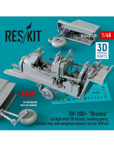 OV-10D+ Bronco Cockpit, landing gears, wheels bay and weighted wheels set for ICM kit (3d Printed) 