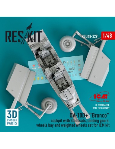 OV-10D+ Bronco Cockpit, landing gears, wheels bay and weighted wheels set for ICM kit (3d Printed) 