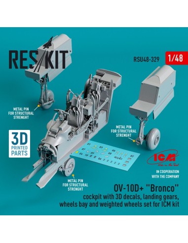 OV-10D+ Bronco Cockpit, landing gears, wheels bay and weighted wheels set for ICM kit (3d Printed) 