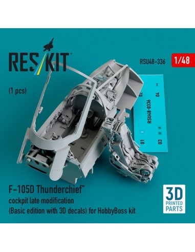 F-105D Thunderchief cockpit late modification (Basic edition with 3D decals) for HobbyBoss kit (3D Printed) 