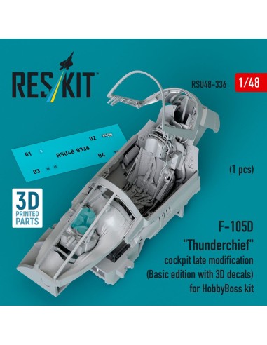 F-105D Thunderchief cockpit late modification (Basic edition with 3D decals) for HobbyBoss kit (3D Printed) 