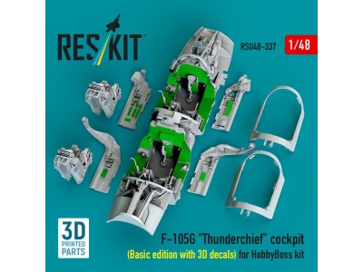 F-105G Thunderchief cockpit (Basic edition with 3D decals) for HobbyBoss kit (3D Printed) 